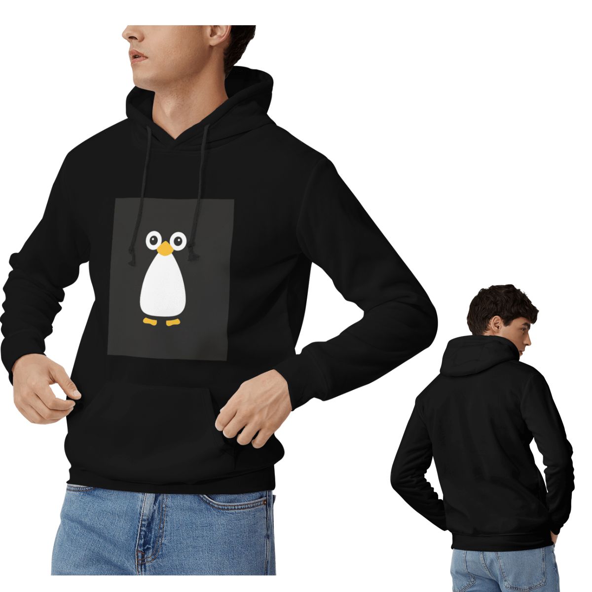 Winter Clothing Vector - Sevimli Vektör Penguen Kapüşonlular Erkek Kadın