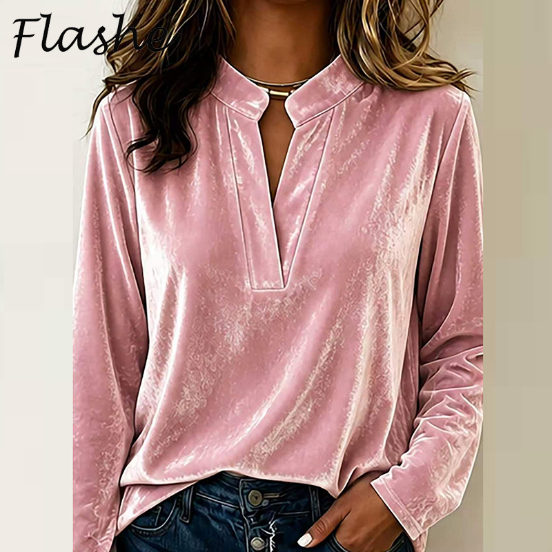 Winter Clothing Girls - Moda Kadife Bluz Kadın Uzun Kollu