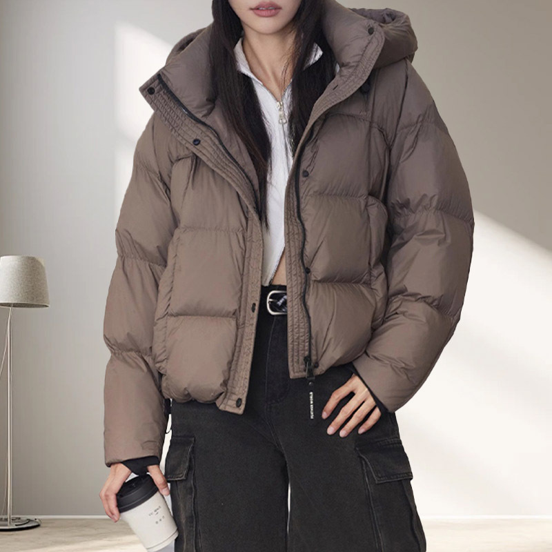 Puffer Jacket Women Down - Kadın Kısa Beyaz Ördek Tüyü Ceket